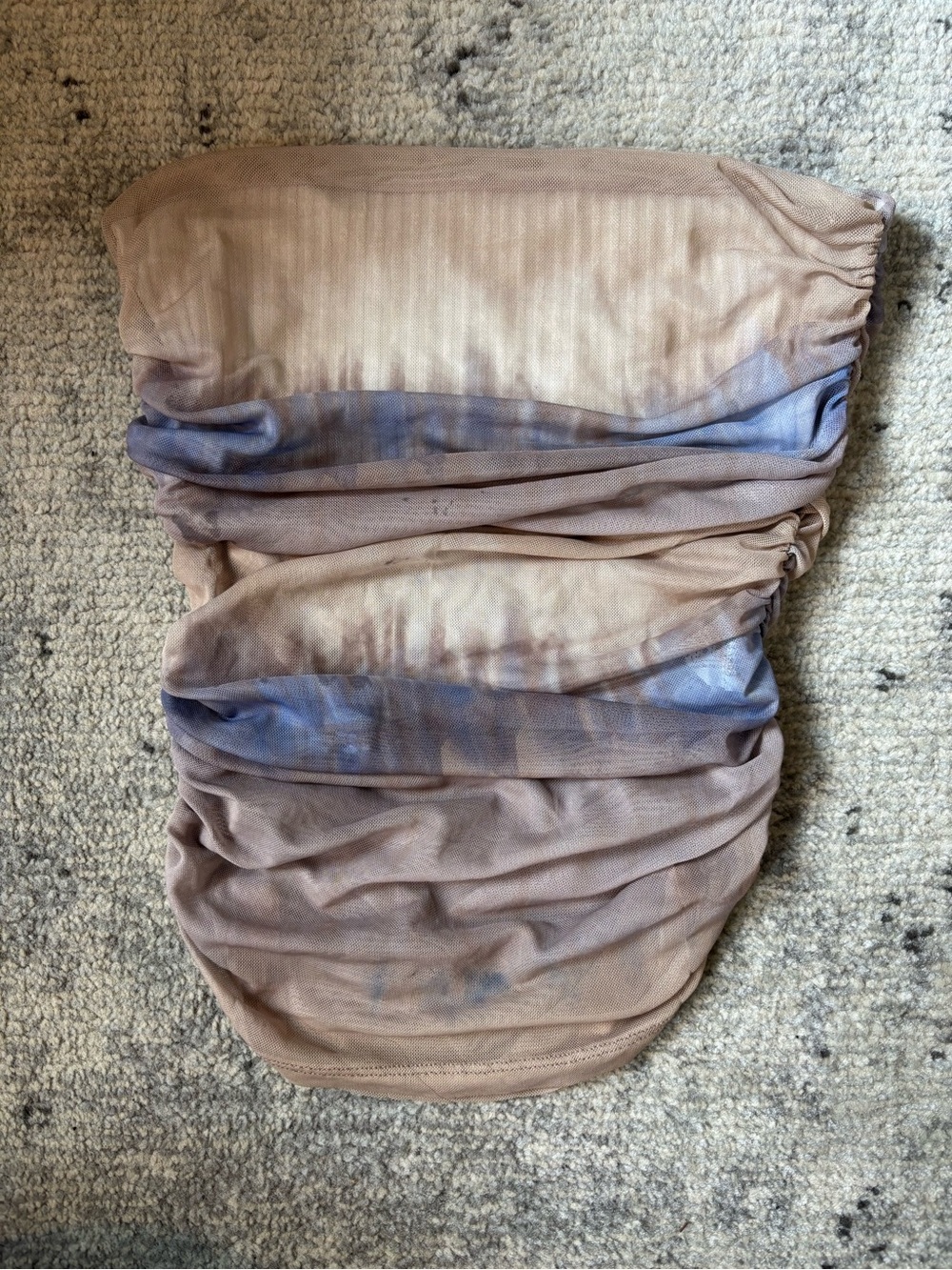Zara Beige Mesh Overlay Top with Cream Ribbed Lining